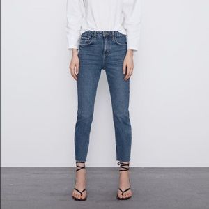 zara dark blue high rise ankle length jeans